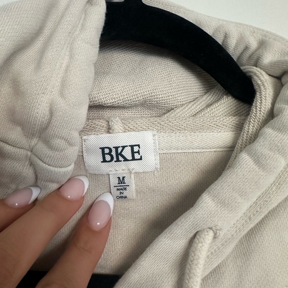 BKE Men’s Hoodie Sweatshirt Medium Beige Half-Zip Cotton - Picture 6 of 9